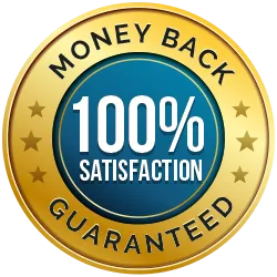 100% money back satisfaction guaranteed badge
